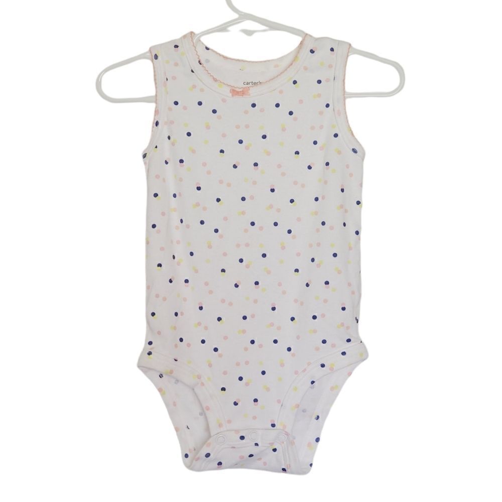 K1300 * Carter's Polka Dot Bodysuit White Pink Blue Size 18M